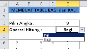 Cara Membuat Tabel Perkalian dan Pembagian Pada Satu Sheet Dalam Excel